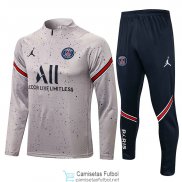 PSG Sudadera De Entrenamiento Light Grey Dots + Pantalon 2021/2022