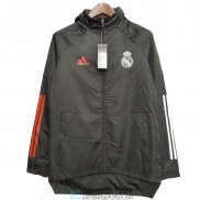 Real Madrid Chaqueta Rompevientos Black White Red 2020/2021