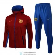 Barcelona Chaqueta Capucha Red + Pantalon Blue 2021/2022