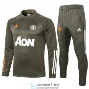 Manchester United Sudadera De Entrenamiento Green + Pantalon 2020/2021