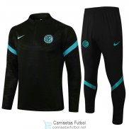 Inter Milan Sudadera De Entrenamiento Black + Pantalon Black Blue 2021/2022