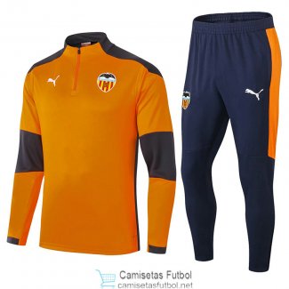 Valencia Sudadera De Entrenamiento Orange + Pantalon 2020/2021