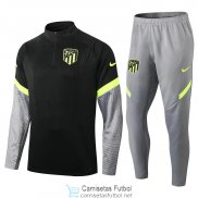 Atletico De Madrid Sudadera De Entrenamiento Black Grey + Pantalon 2020/2021