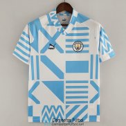 Camiseta Manchester City Pre Match Blue White 2022/2023