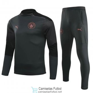 Manchester City Sudadera De Entrenamiento Dark Grey + Pantalon 2020/2021